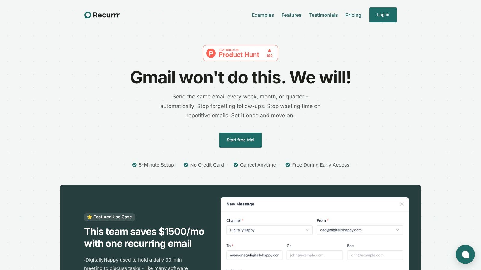 Recurrr automating a recurring email to a client for follow-up