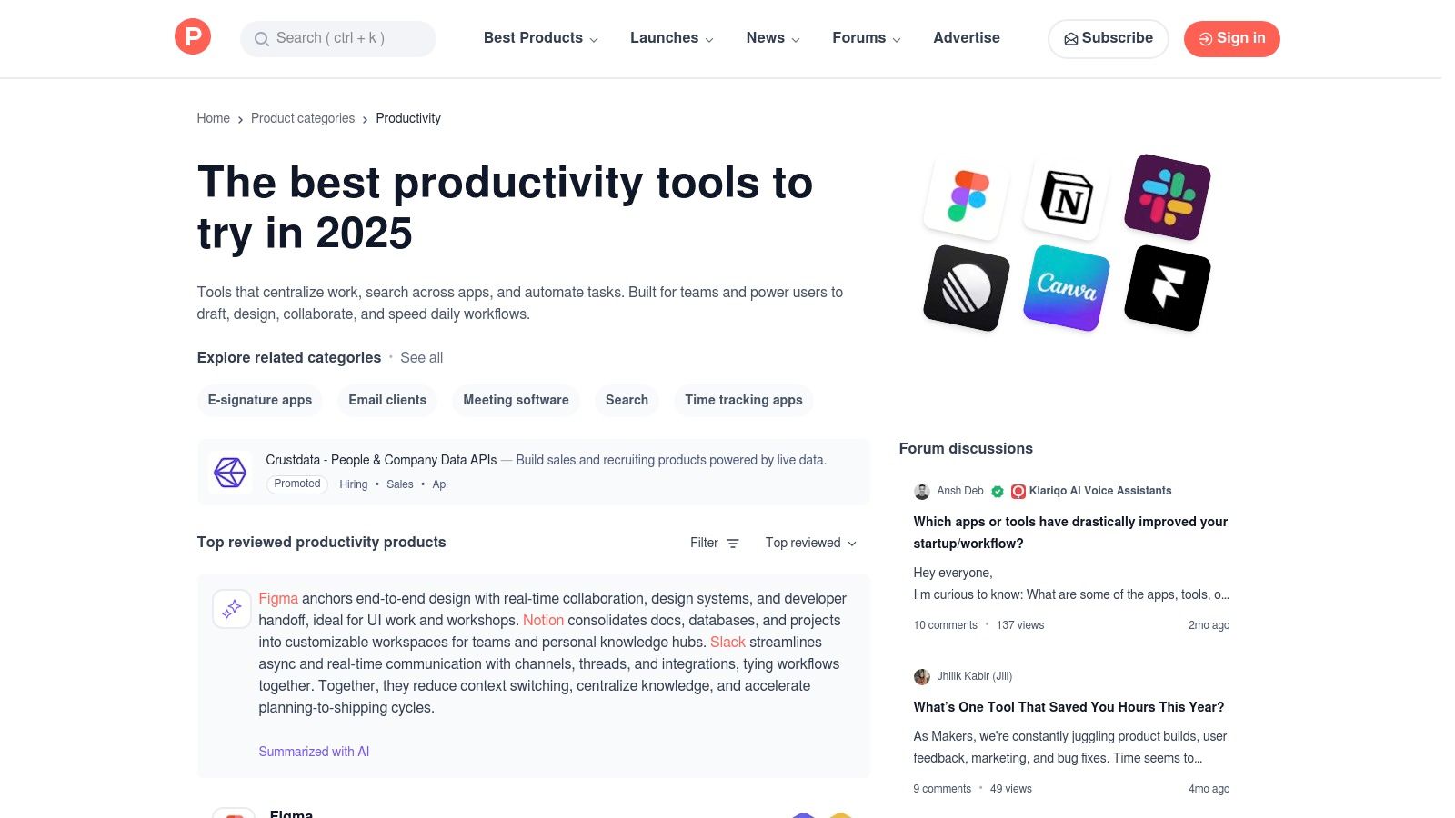 Product Hunt (Productivity category)