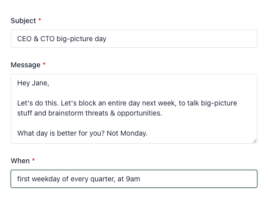 Recurrence input with natural language